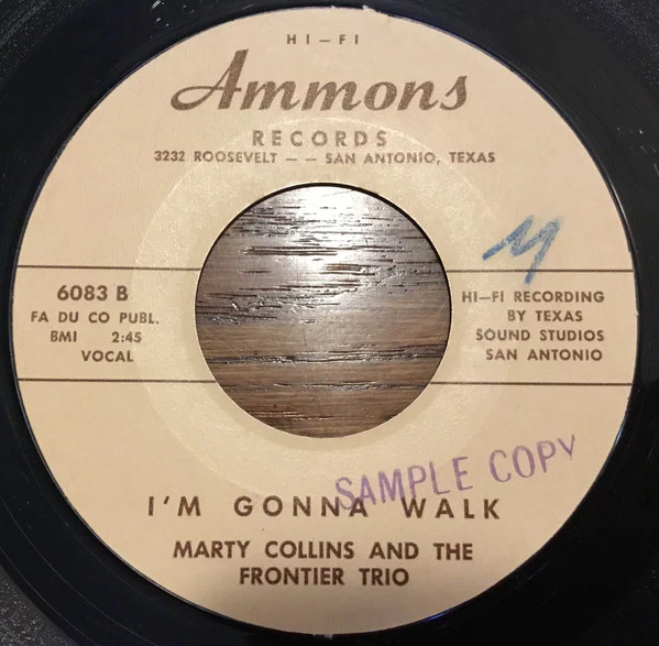 Marty Collins And The Frontier Trio - I’ll Remember You / I’m Gonna Walk (7", Single) (NM or M-)25 - Image 2
