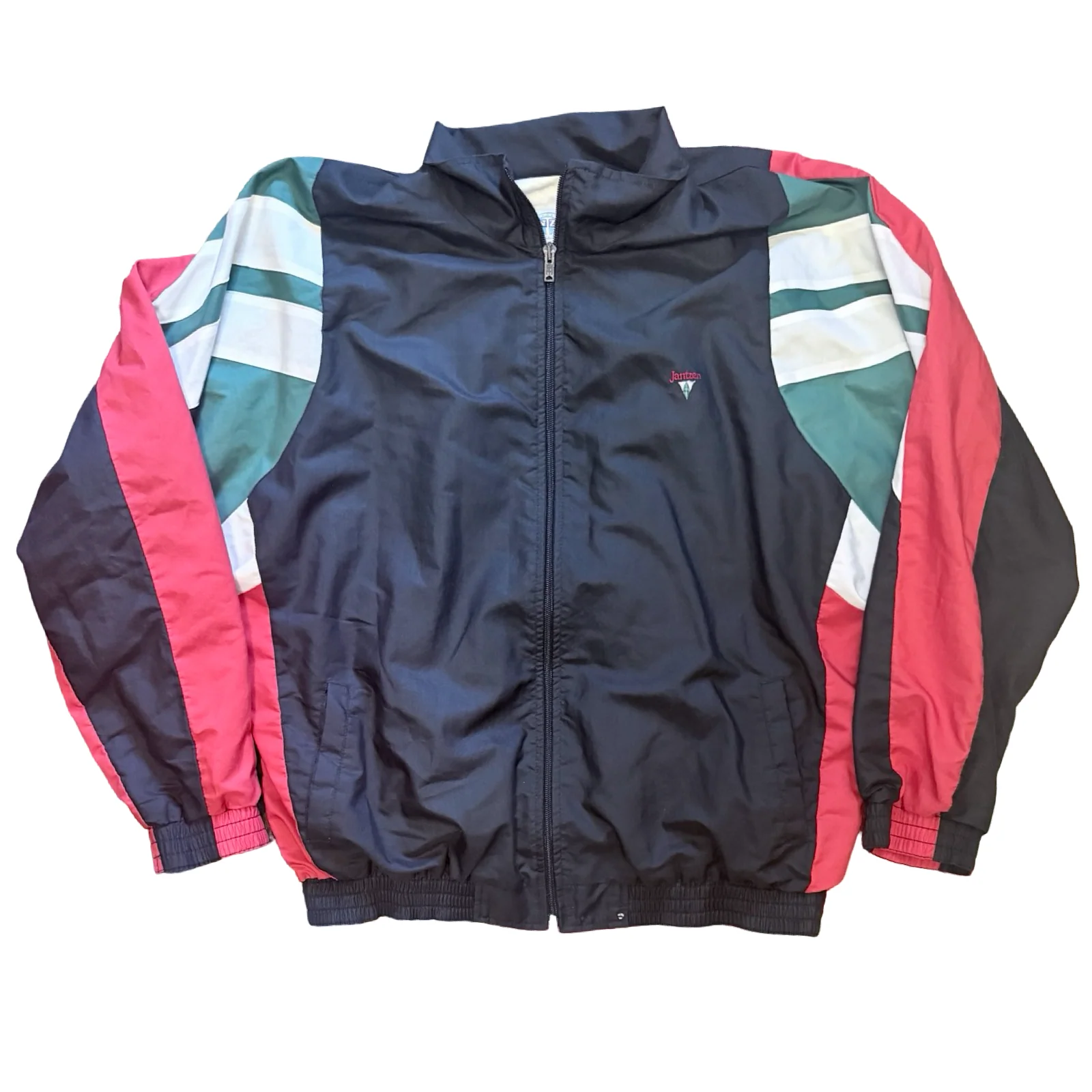 Vintage 90's Janzen Lined Nylon Colorblock Tracksuit (L) - Image 2