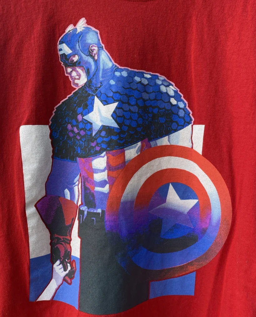 Vintage Captain America Shirt Mens L Red Graphitti Designs x Marvel Y2K - Image 2