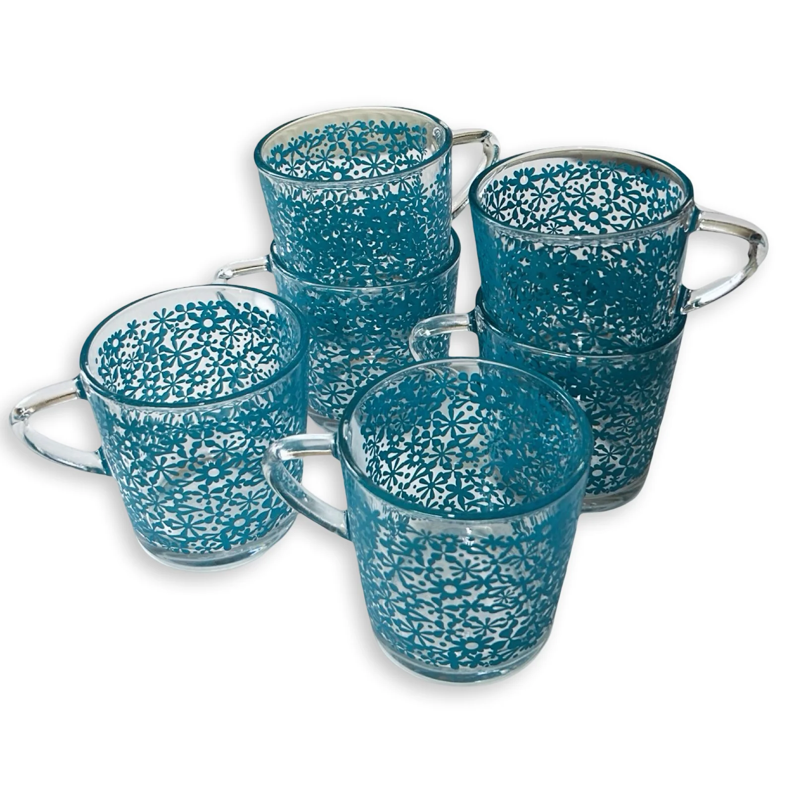 Vintage Ikea Flower Glass Mug Set (6) - Image 2
