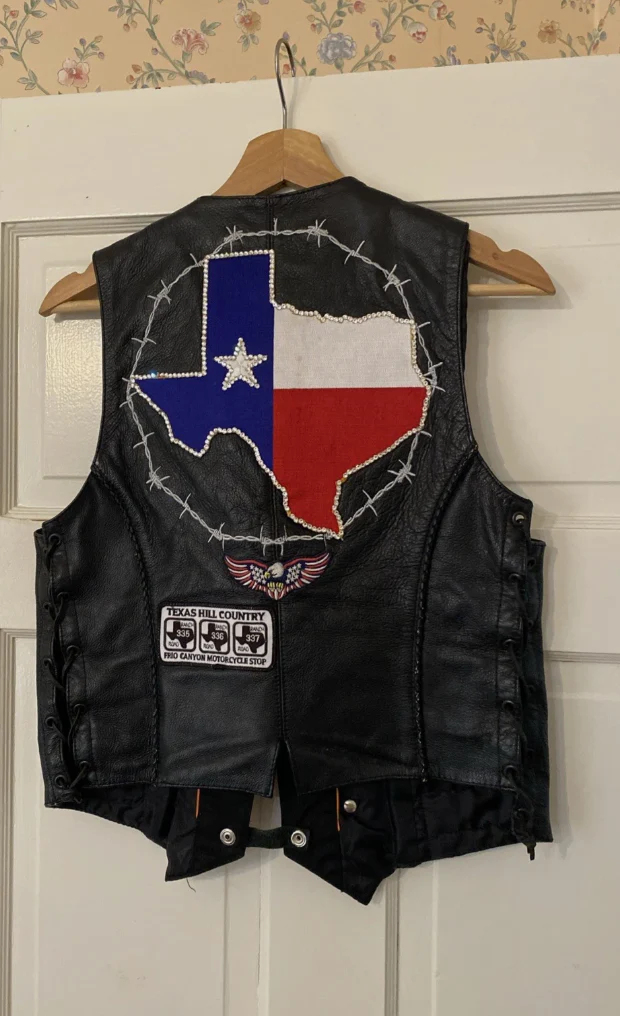 Vintage Texas Women’s Biker Club Leather Jacket Vest With Patches & Pins Harley - Image 2