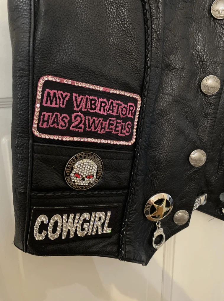 Vintage Texas Women’s Biker Club Leather Jacket Vest With Patches & Pins Harley - Image 3