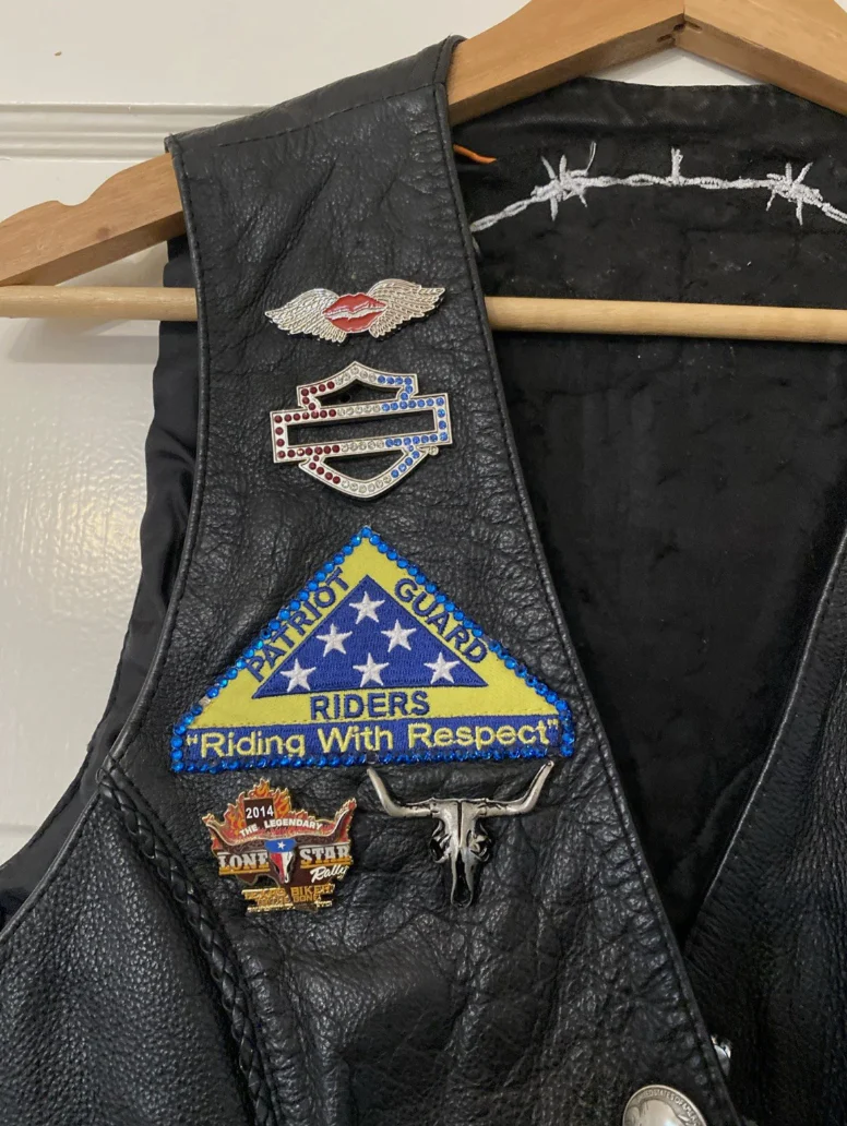 Vintage Texas Women’s Biker Club Leather Jacket Vest With Patches & Pins Harley - Image 5