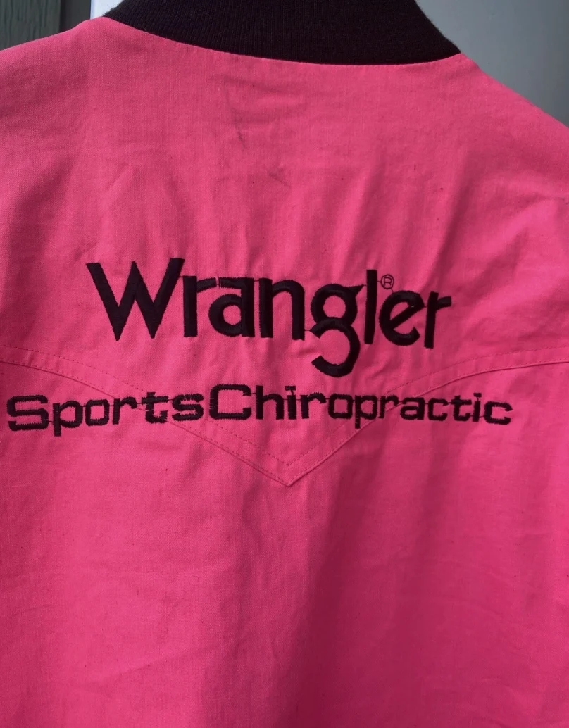 Wrangler Brushpopper Jacket Large Neon Pink Western Rare 90s Sports Chiropractic - Image 5
