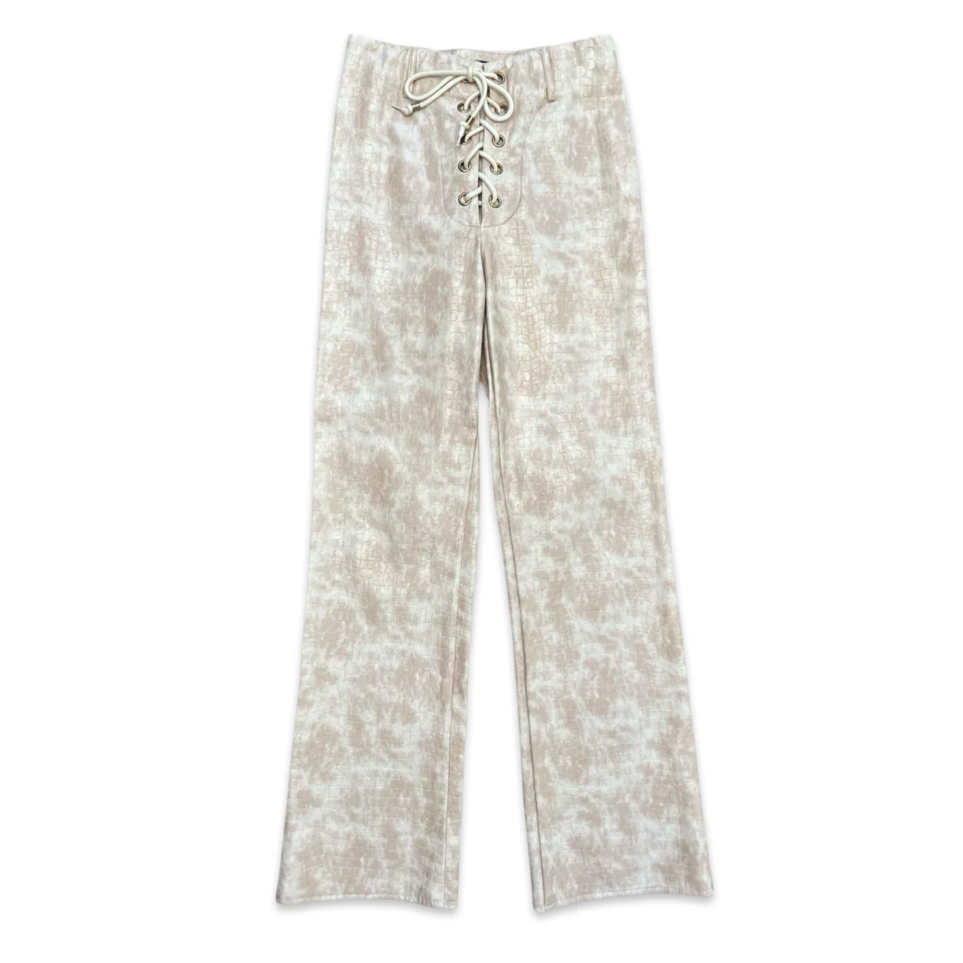 Y2K Cream Patent High Rise Pant - Image 3